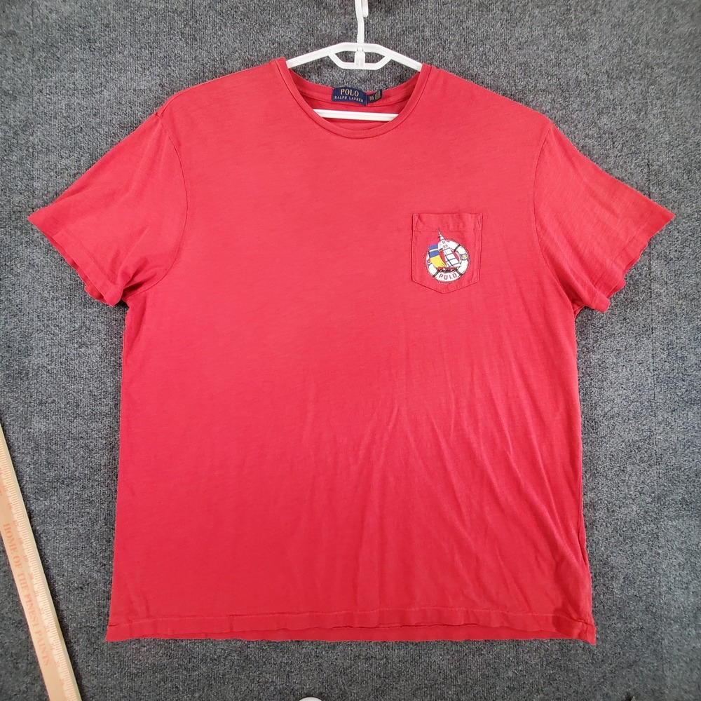 Polo Ralph Lauren T-Shirt Mens XXL Graphic Pocket Red Nautical Sailboat R 89